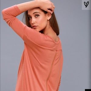 Lulu’s ZIP TO MY LOU RUSTY ROSE SWEATER TOP